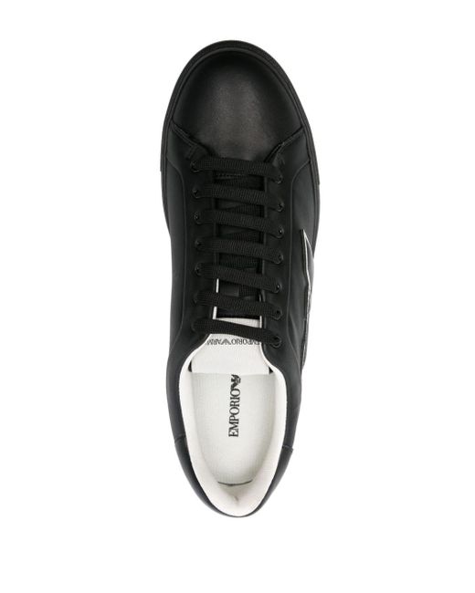 Emporio Armani Black Logo Leather Sneakers for men