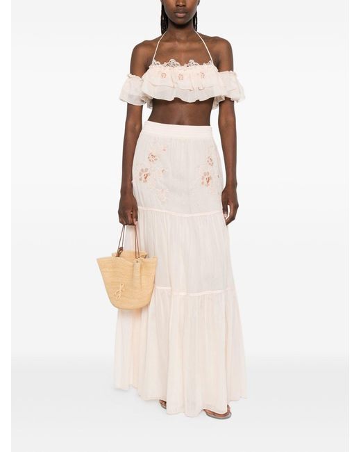 Ermanno Scervino Natural Embroidered Top
