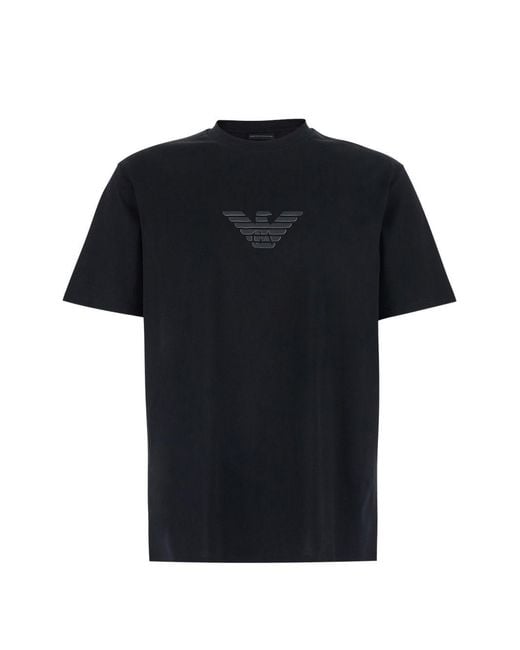 Emporio Armani Black Logo Cotton T-Shirt for men