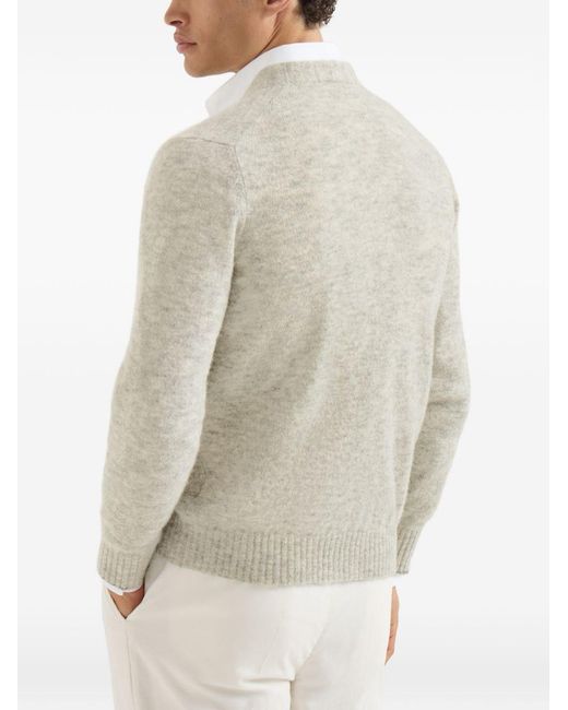 Brunello Cucinelli White Alpaca, Cashmere And Wool Cardigan for men