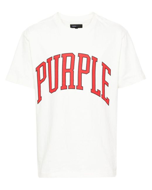 Purple Brand White Collegiate T-shirt for men
