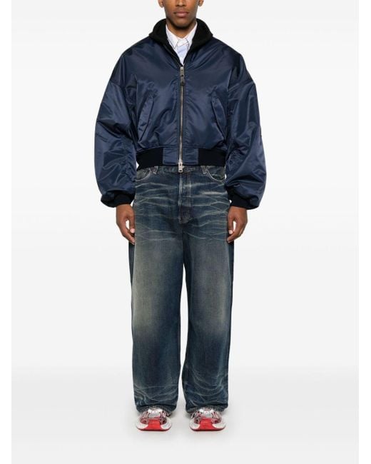 Balenciaga Blue Nylon Bomber Jacket for men