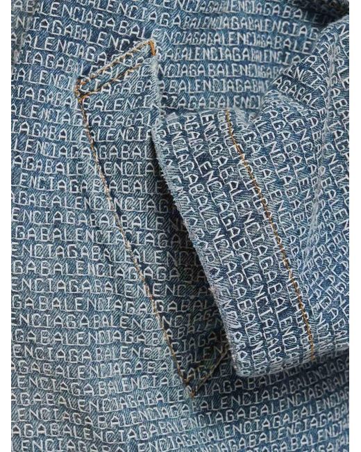Balenciaga Blue Hooded Denim Cotton Jacket for men