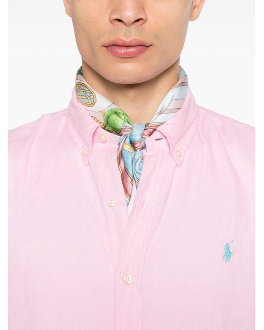 Ralph Lauren Pink Linen Button-Up Shirt For for men