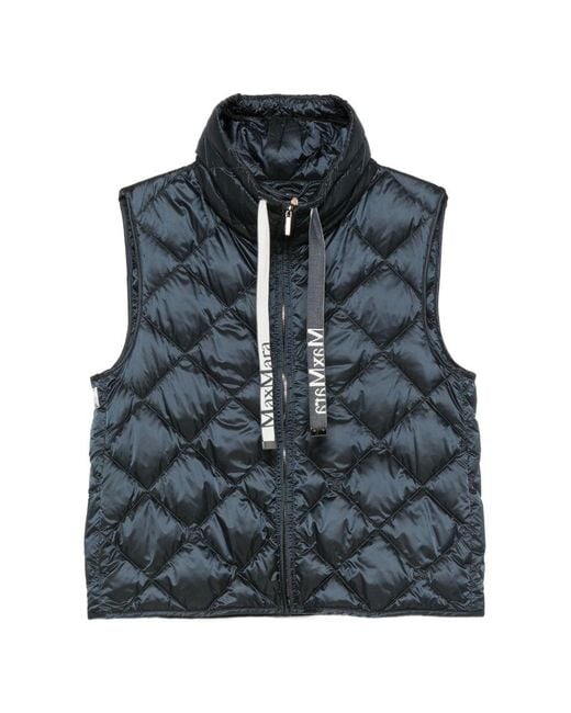 Max Mara Blue Quilted Down Vest