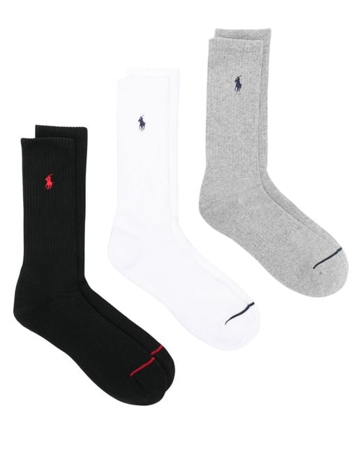Polo Ralph Lauren White Polo Pony-Motif Socks (Pack Of Three) for men