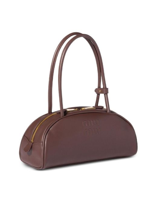 Miu Miu Brown Beau Medium Leather Handbag
