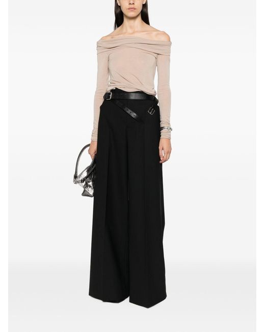 Rick Owens Black Wool Wide-Leg Trousers