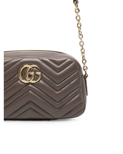 Gucci White Gg Marmont Small Leather Camera Bag