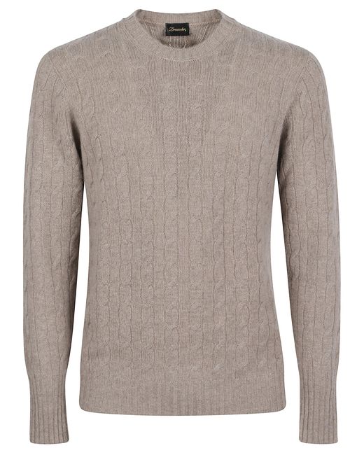 Drumohr Gray Roundneck Braided Wool Sweather for men