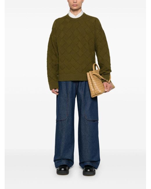 Bottega Veneta Green Crew Neck Sweater for men