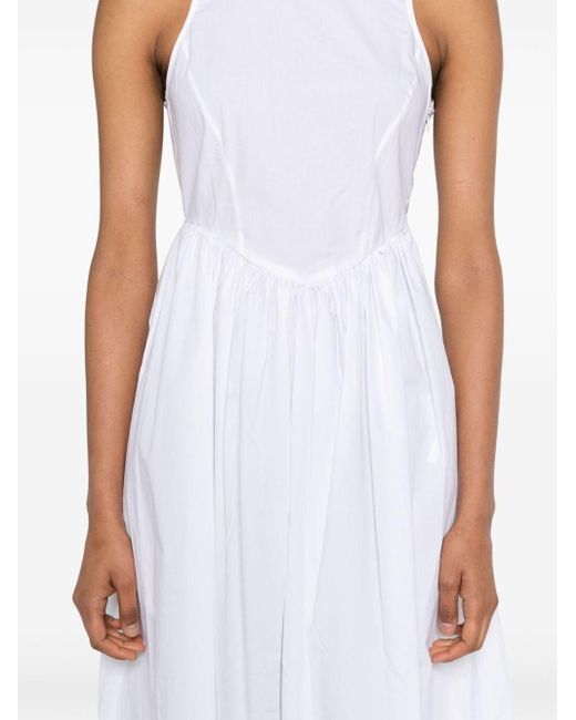Emporio Armani White Sleeveless Cotton Midi Dress