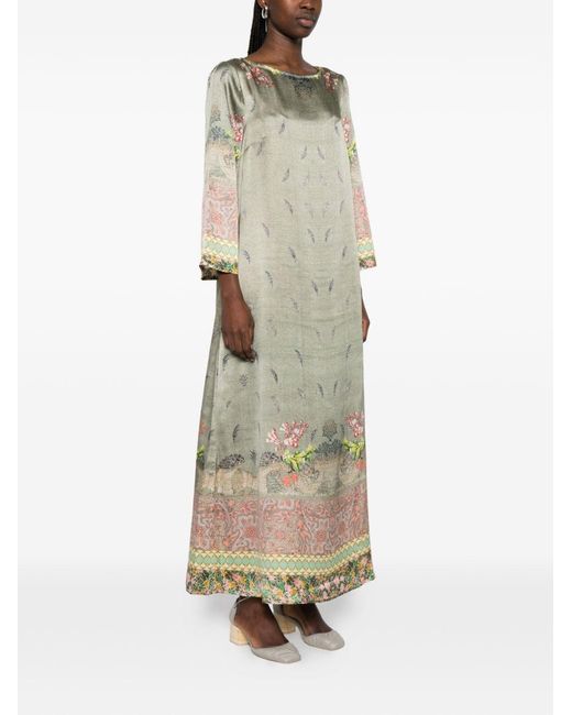 Pierre Louis Mascia Green Printed Silk Dress