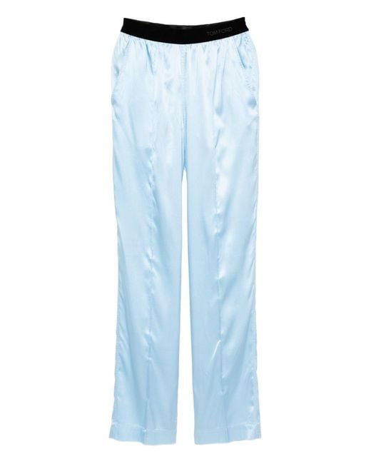 Tom Ford Blue Pajama Silk Trousers