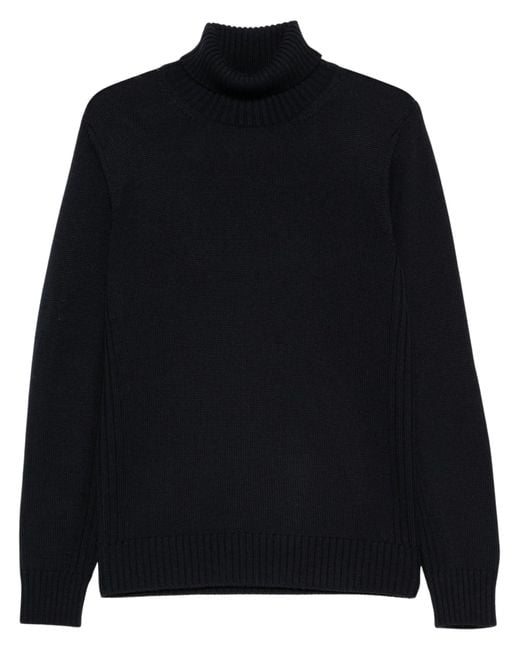 Kangra Black Roll-Neck Wool Sweater for men