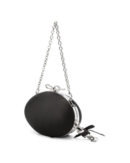 Self-Portrait Black Satin Clutch