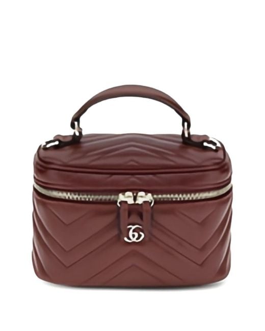 Gucci Purple Gg Marmont Leather Vanity Case