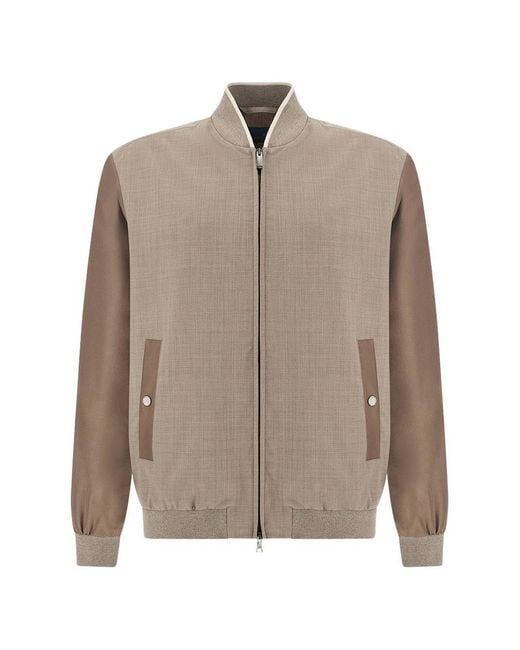 Paul & Shark Brown Hybrid Bomber Jacket for men