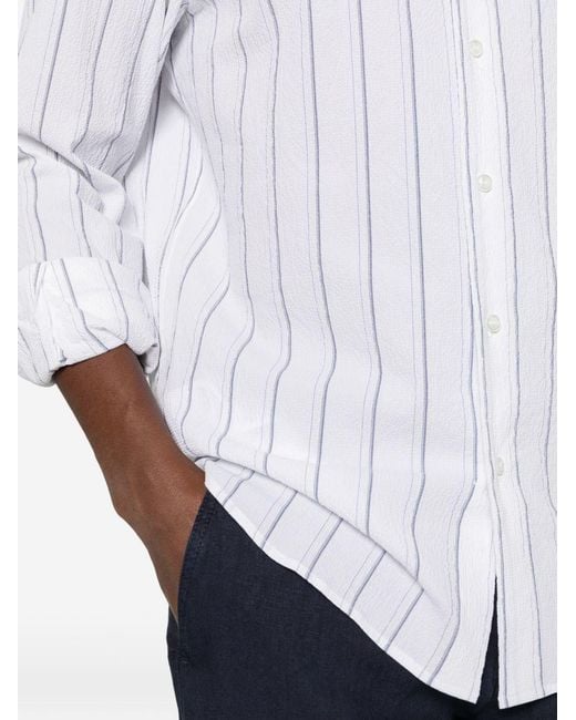 Brioni White Striped Cotton Shirt for men
