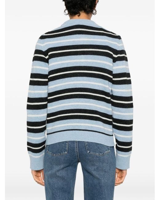 Ganni Blue Wool Crewneck Sweater