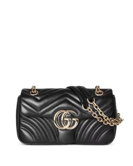 Gucci Black Gg Marmont Small Leather Shoulder Bag