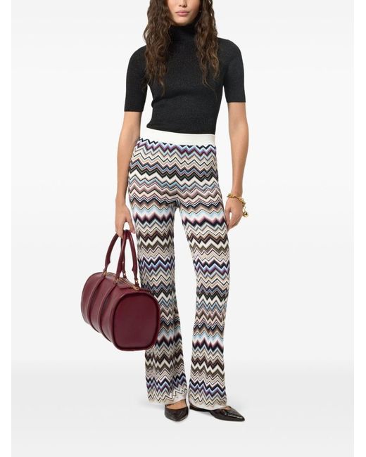Missoni White Zig Zag Motif Wool Trousers
