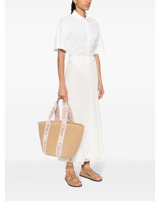 Chloé Natural Woody Large Rafia Tote