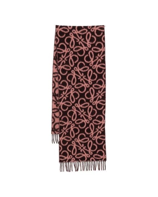 Loewe Red Anagram Wool Scarf