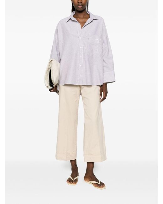 White Sand White Striped Cotton Shirt