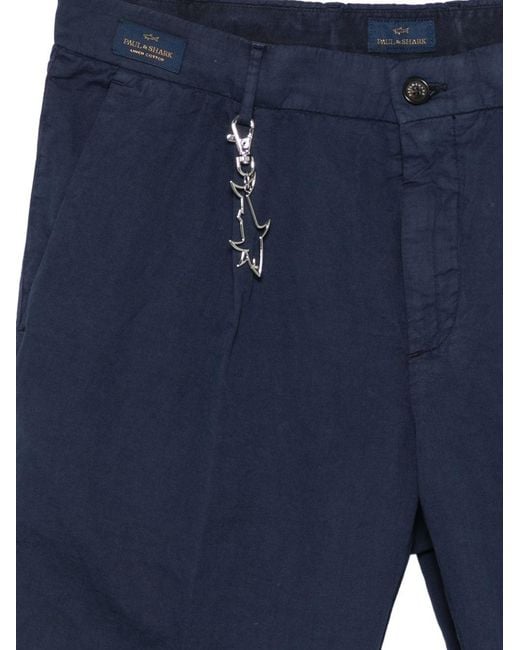 Paul & Shark Blue Cotton And Linen Bermuda Shorts for men