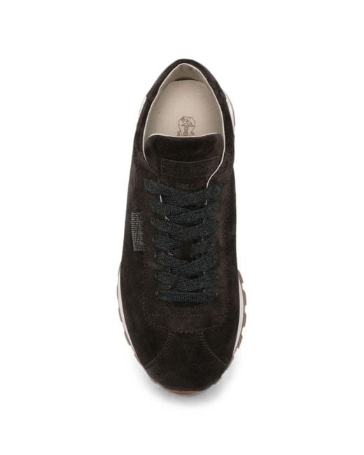 Brunello Cucinelli Black Suede Leather Sneakers