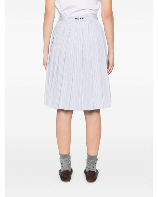 Miu Miu White Cotton Midi Skirt