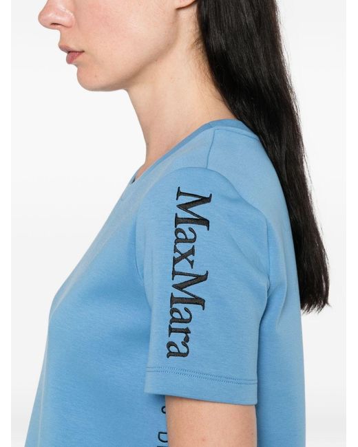 Max Mara Blue Max Mara Logo Cotton T-Shirt