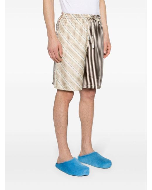 Loewe-Paulas Ibiza Natural Striped Silk Shorts for men