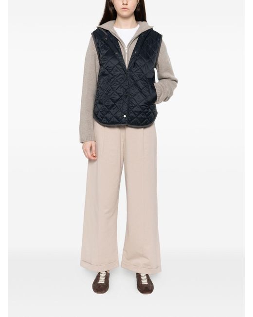 Brunello Cucinelli Blue Quilted Nylon Down Vest