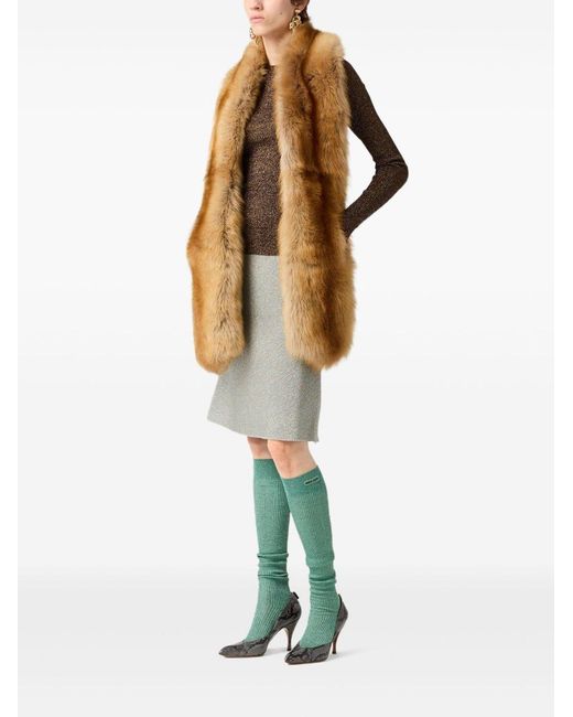Miu Miu Brown Lurex Crewneck Sweater
