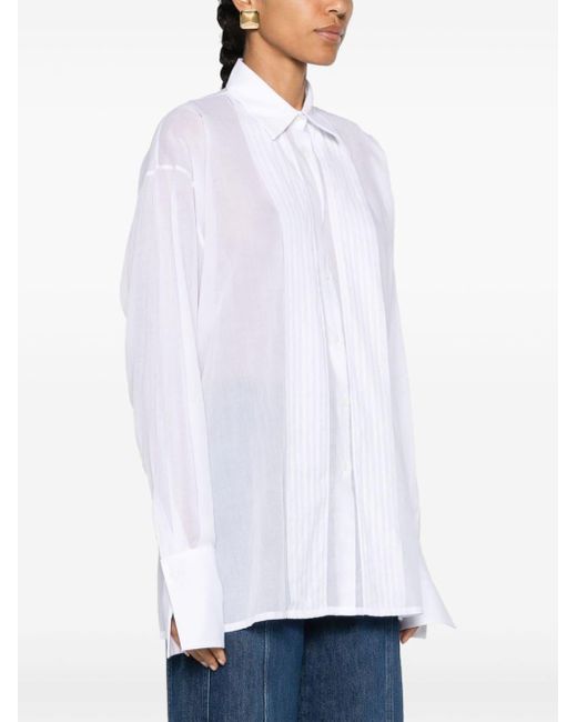 Ermanno Scervino White Pleat-detail Cotton Shirt