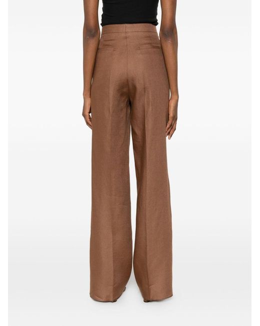 Tagliatore Brown Linen Trousers