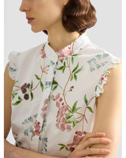 Erdem White Floral Print Top