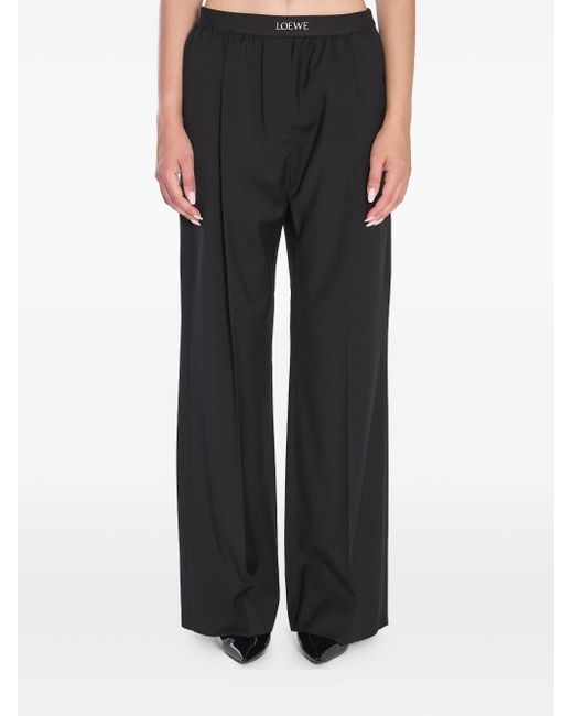 Loewe Black Logo Wool Trousers
