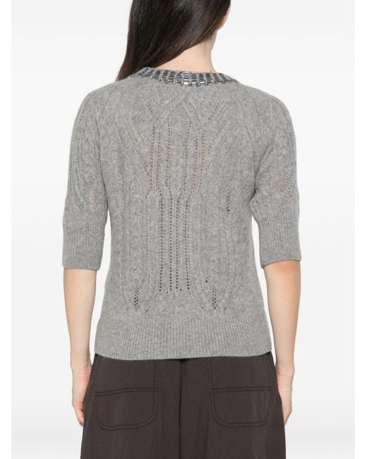 Ermanno Scervino Gray Cashmere Crewneck Sweater
