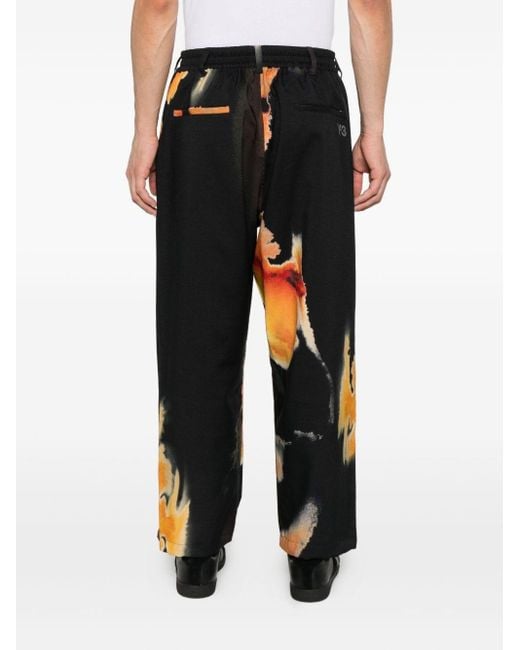 Y-3 Black Abstract-print Trousers for men