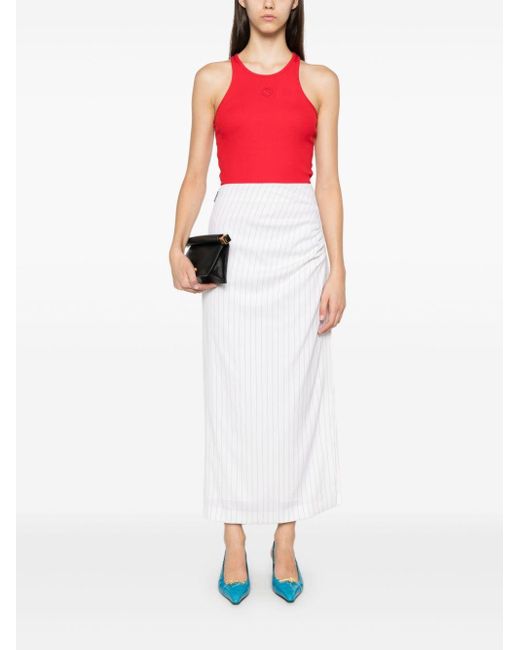 MSGM White Wool Skirt