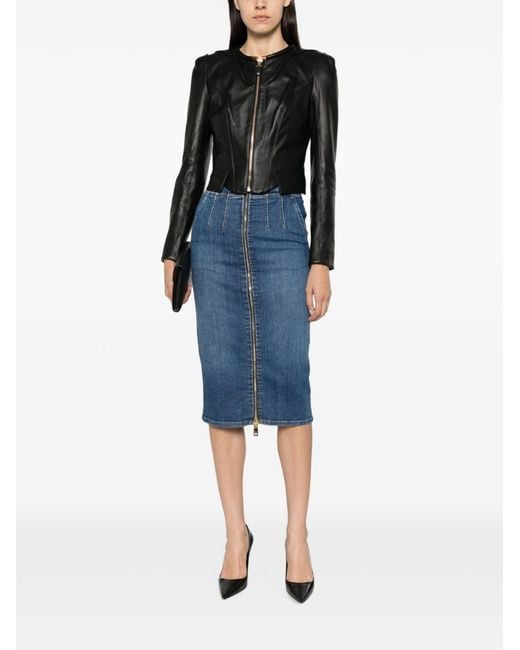 Elisabetta Franchi Blue Denim Cotton Skirt