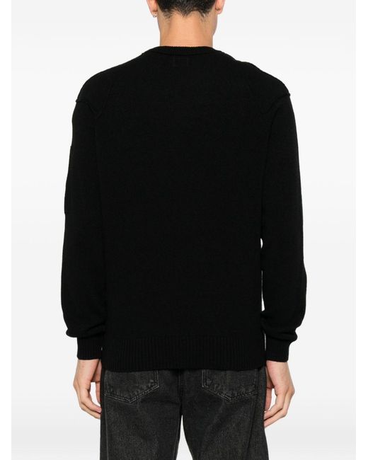 C P Company Black Wool Crewneck Sweater for men