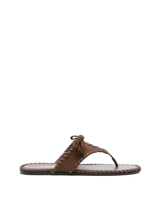Prada Brown Suede Leather Thong Sandals