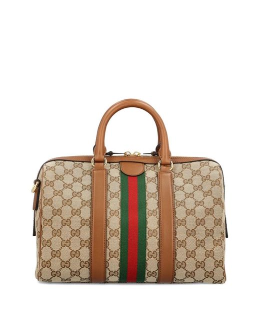 Gucci Brown Ophidia Gg Boston Bag