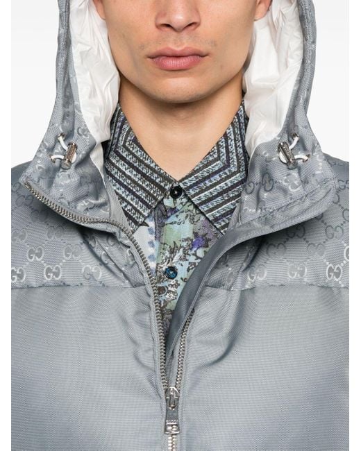 Gucci Gray Gg Nylon Down Jacket for men