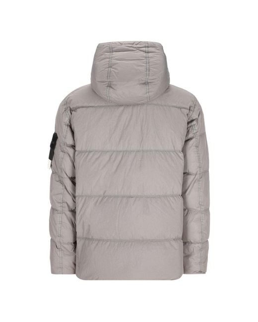 Stone Island Gray Logo Nylon Blouson Jacket for men