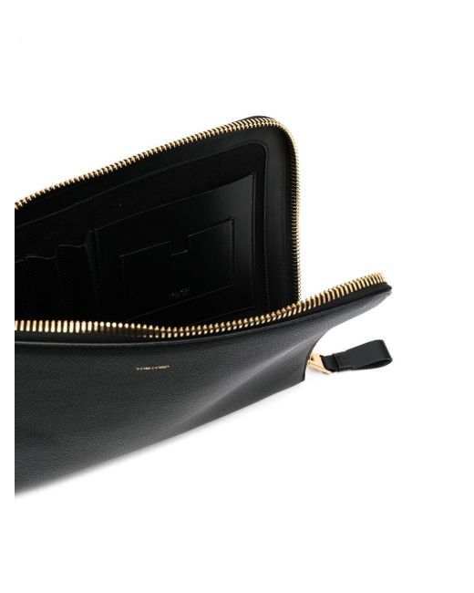 Tom Ford Black Zip Around Leather Wallet for men